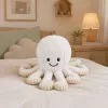 LEAN TOYS Plüsch-Oktopus Kuscheltier mit elastischen Tentakeln, Weiß, 30 cm