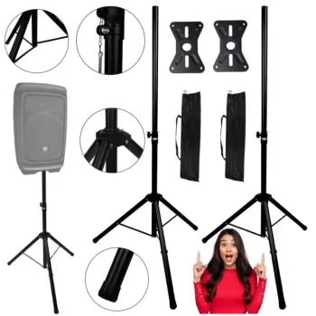 DNA Professional DNA BOX2 Set Bag Lautsprecherstativ-Paar mit Tragetasche, 35 mm Pol, 100-180 cm Höhe, 30 kg Belastung, Schwarz