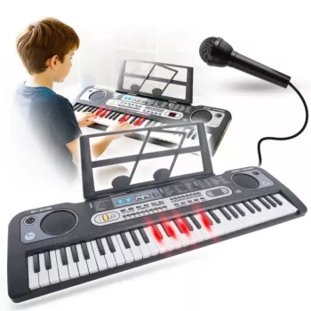 MQ 6119L 61-Tasten tragbares elektronisches Keyboard mit LED-Anzeige, 128 Klängen, 128 Rhythmen, Aufnahme- und Unterrichtsfunktionen, Schwarz