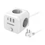 Wozinsky WKZ-3B 4-fach Power Cube mit 2 USB-A und 1 USB-C, 4000 W, 1,8 m Kabel, Weiß