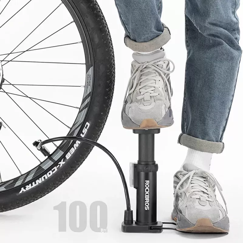 Rockbros 4522L Ultralight Fahrrad-Fußpumpe, Schwarz