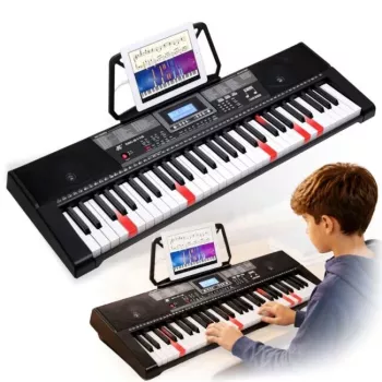 MK 2115 Pädagogisches tragbares Keyboard 37 Tasten E-Piano mit 8 Klangfarben, 8 Rhythmen, 4 Demosongs, Mikrofoneingang, Schwarz