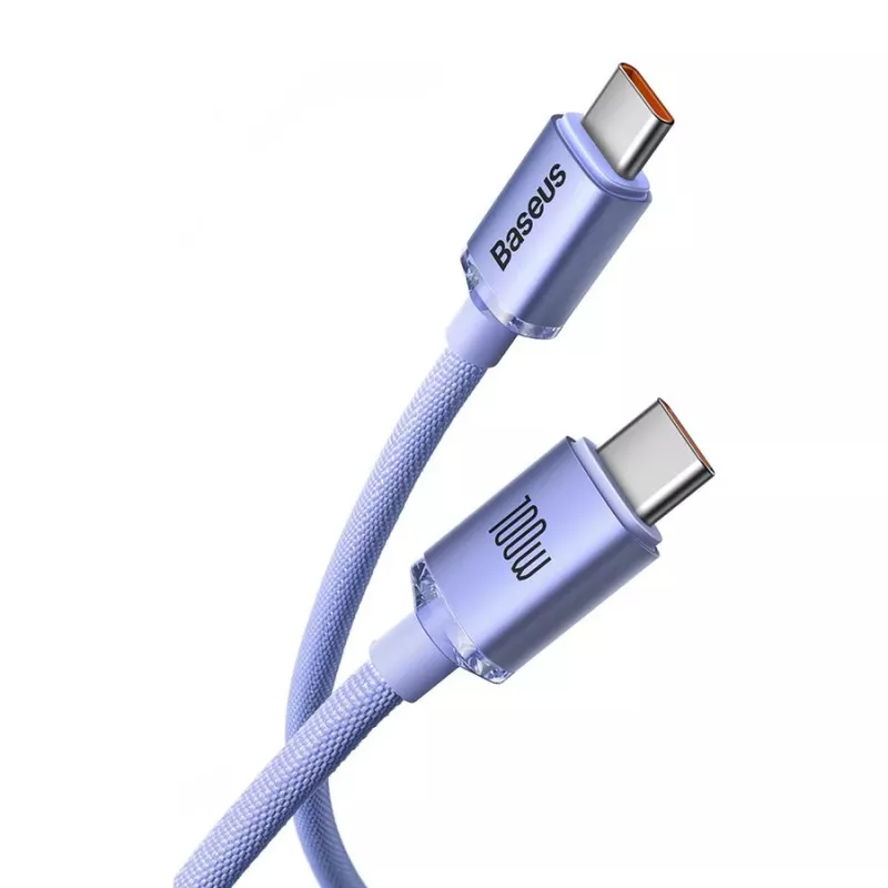 Baseus USB-C auf USB-C Crystal Shine 100W PD Schnelllade- und Datenkabel, 1,2 m, Lila