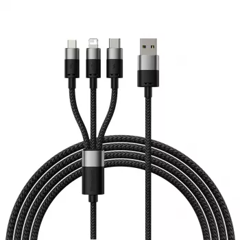 Baseus StarSpeed USB 3-in-1 Multi-Ladekabel USB-C + Micro USB + Lightning 3.5A 1,2m Schwarz