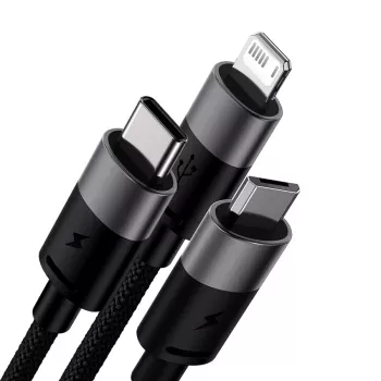 Baseus StarSpeed USB 3-in-1 Multi-Ladekabel USB-C + Micro USB + Lightning 3.5A 1,2m Schwarz