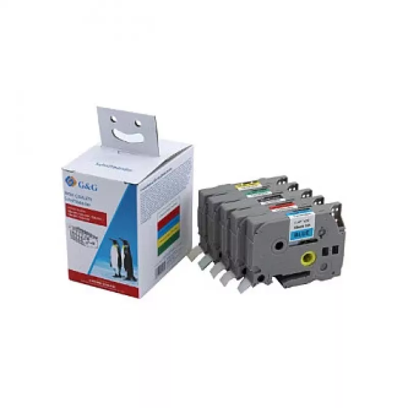 G&G BB-B-G-TZE-MP5 Etikettenband-Set für Brother P-touch TZe-Serie (5er-Pack, gemischte Farben)