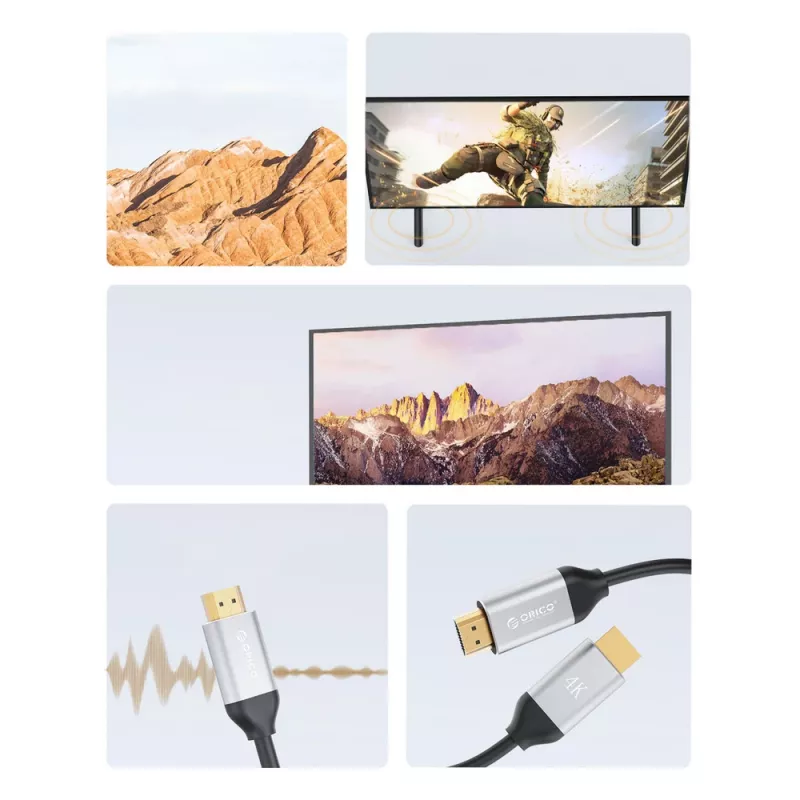ORICO H4Y1 HDMI 2.0 Kabel 5m Schwarz 4K 60Hz 18Gbps vergoldete Anschlüsse