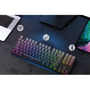 Redragon StarBlade K707SP-RGB-PRO Mechanische Gaming-Tastatur, Rote Schalter, Per-Key RGB, Vollformat, Kabelgebunden USB, Abnehmbare Handballenauflage, Schwarz