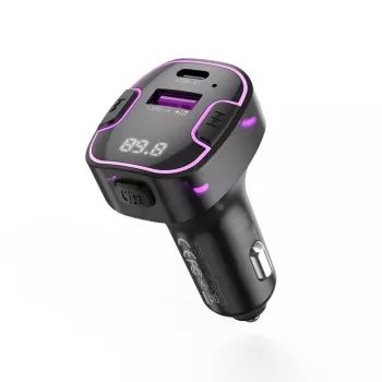 XO BCC12 Bluetooth 5.0 FM-Transmitter mit Dual-USB-Ladefunktion, Freisprecheinrichtung, LED-Anzeige, USB-/TF-Karten-MP3-Player, Kfz-Batteriespannungsmonitor für 12V/24V-Fahrzeuge