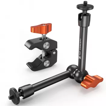 KF Magic Arm + Super Clamp Montage-Kit mit 1/4 Zoll & 3/8 Zoll Gewinde, 15-55 mm Backe, Schwarz