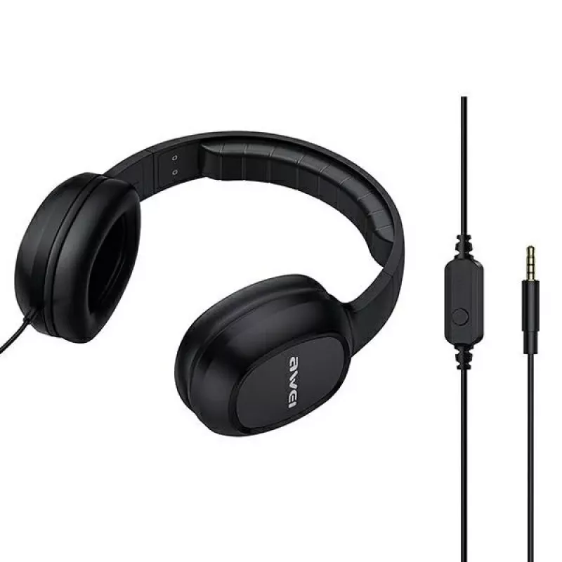 AWEI GM-6 Over-Ear Gaming-Headset mit Mikrofon, kabelgebunden 3,5-mm-Klinke, 40-mm-Treiber, Schwarz