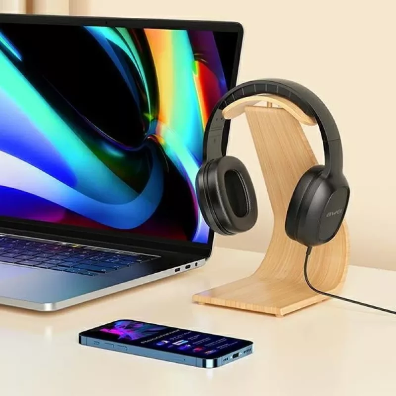 AWEI GM-6 Over-Ear Gaming-Headset mit Mikrofon, kabelgebunden 3,5-mm-Klinke, 40-mm-Treiber, Schwarz