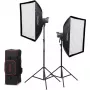 Godox Litemons LA200D K2 2-Licht Tageslicht LED Monolight-Set mit Softboxen, Stativen und Tragetasche