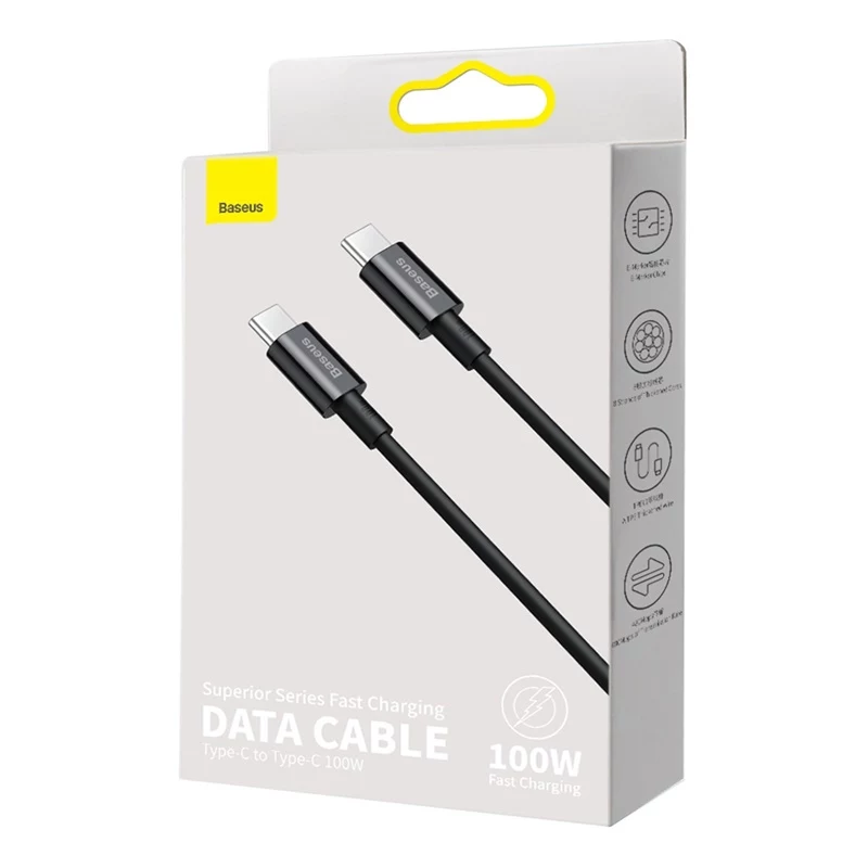 Baseus CATYS-C01 USB-C auf USB-C 100W PD Schnellladekabel 2m Schwarz