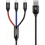 Baseus Primary Colors 3-in-1 USB 2.0 Typ A auf Micro, USB-C & Lightning Kabel 30cm Schwarz/Rot/Blau