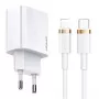 USAMS T34 20W USB-C PD Wandladegerät mit U63 USB-C auf Lightning Kabel Kit - Weiß