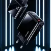 USAMS 20W Dual-Port USB-C PD3.0 + USB-A QC3.0 Wandladegerät (EU-Stecker, Schwarz)
