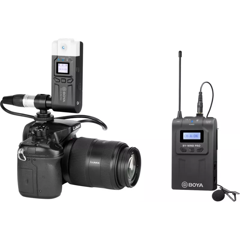 BOYA BY-WM8 Pro-K7 Dual-Kanal UHF Funk-Lavaliermikrofon-System mit 48 Kanälen, 100 m Reichweite, kamera-mon tierbarem Empfänger (568-590 MHz)