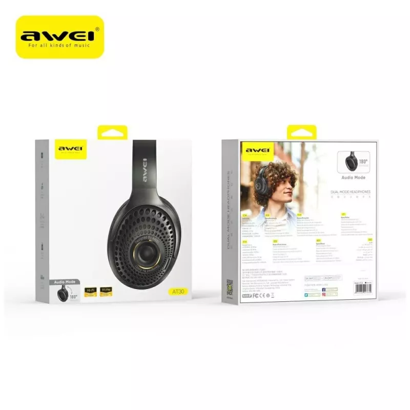 AWEI AT30 Bluetooth 6.0 kabellose Kopfhörer, Schwarz