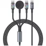 USAMS Huan Series 3-in-1 Ladekabel mit kabellosem Ladegerät 72W USB-C Dunkelgrau