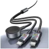USAMS Huan Series 3-in-1 Ladekabel mit kabellosem Ladegerät 72W USB-C Dunkelgrau