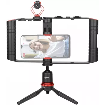 BOYA BY-VG380 Smartphone-Video-Kit mit BY-MM1 Pro Mikrofon, LED-Licht und Stativ für Vlogging, Live-Streaming und mobiles Filmen