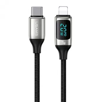 USAMS U78 geflochtenes USB-C auf Lightning Kabel mit LED-Anzeige 1,2m 20W PD Schnellladen Weiß SJ545USB02