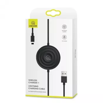USAMS US-CC096 10W Qi kabelloses Ladegerät mit Lightning-Kabel - Schwarz