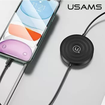 USAMS US-CC096 10W Qi kabelloses Ladegerät mit Lightning-Kabel - Schwarz