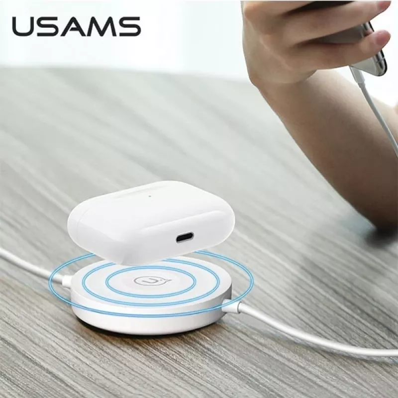 USAMS US-CC096 10W Qi kabelloses Ladegerät mit Lightning-Kabel - Schwarz