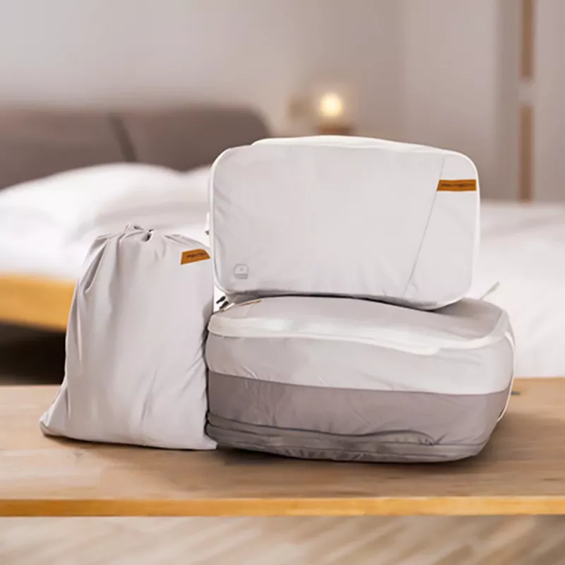PGYTECH Kleideraufbewahrungsset - 4-teilige Reise-Packwürfel mit Schuh- und Wäschebeutel, Grau