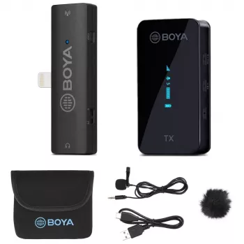 BOYA BY-XM6-S3 2,4GHz Dual-Channel kabelloses Mikrofonsystem für iOS-Geräte mit Lightning-Anschluss