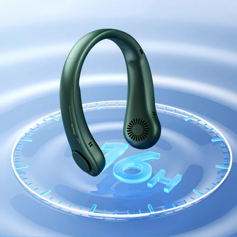JISULIFE Neck Fan Life3 - Tragbarer kabelloser USB-Lüfter ohne Rotorblätter, Grün