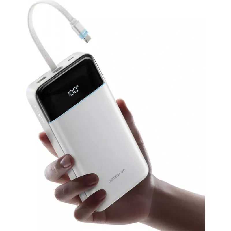 CUKTECH LPB252N 120W 25000mAh Powerbank mit integriertem USB-C-Kabel - Weiß