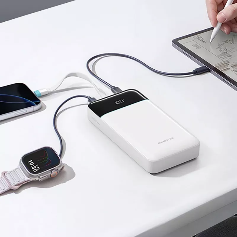 CUKTECH LPB252N 120W 25000mAh Powerbank mit integriertem USB-C-Kabel - Weiß