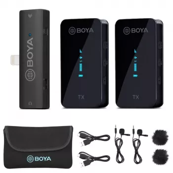 BOYA BY-XM6-S4 2,4 GHz Dual-Kanal Drahtloses Lavalier-Mikrofonsystem mit USB-C für Kameras, Smartphones, Computer