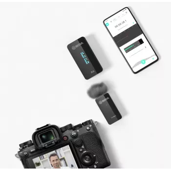 BOYA BY-XM6-S1 Mini 2,4 GHz kabelloses Mikrofonsystem mit Lavalier-Mikrofon, OLED-Empfänger, 100 m Reichweite