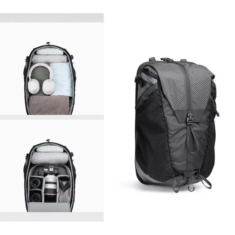 ULANZI BP10 25-28L erweiterbarer Kamerarucksack für DSLR/Spiegellose, Drohne, 16-Zoll-Laptop, Schwarz