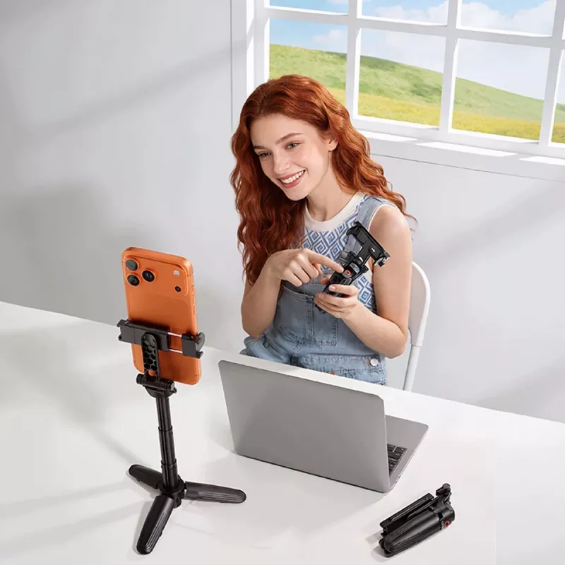 ULANZI Mini Selfie-Stick-Stativ mit Bluetooth-Fernauslöser für Smartphones, Schwarz