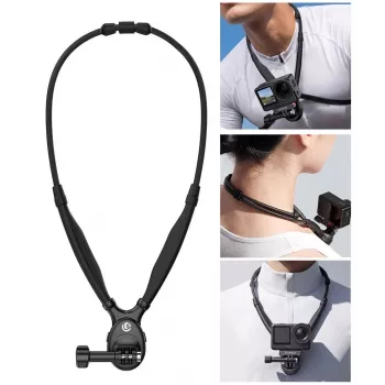 ULANZI ZJ09 Magnetischer Nackenhalter für Action-Kameras - 360° Schwenkbar, Freihändig POV, Flexibles Silikonband, Kompatibel mit GoPro/DJI/Insta360
