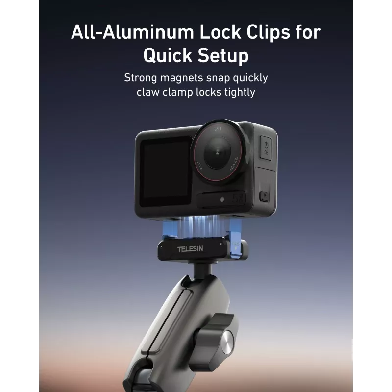 TELESIN Magic Arm Clamp Mount für DJI Osmo Action 5 Pro/4/3, Osmo 360, GoPro, Insta360 – S3-HBM-14-TDJ