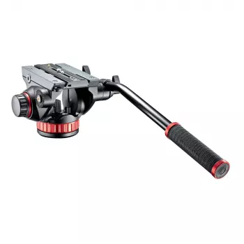 Manfrotto MVH502AH Fluid-Videokopf mit flacher Basis, 4 kg Nutzlast, 75 mm Basis, Schwarz