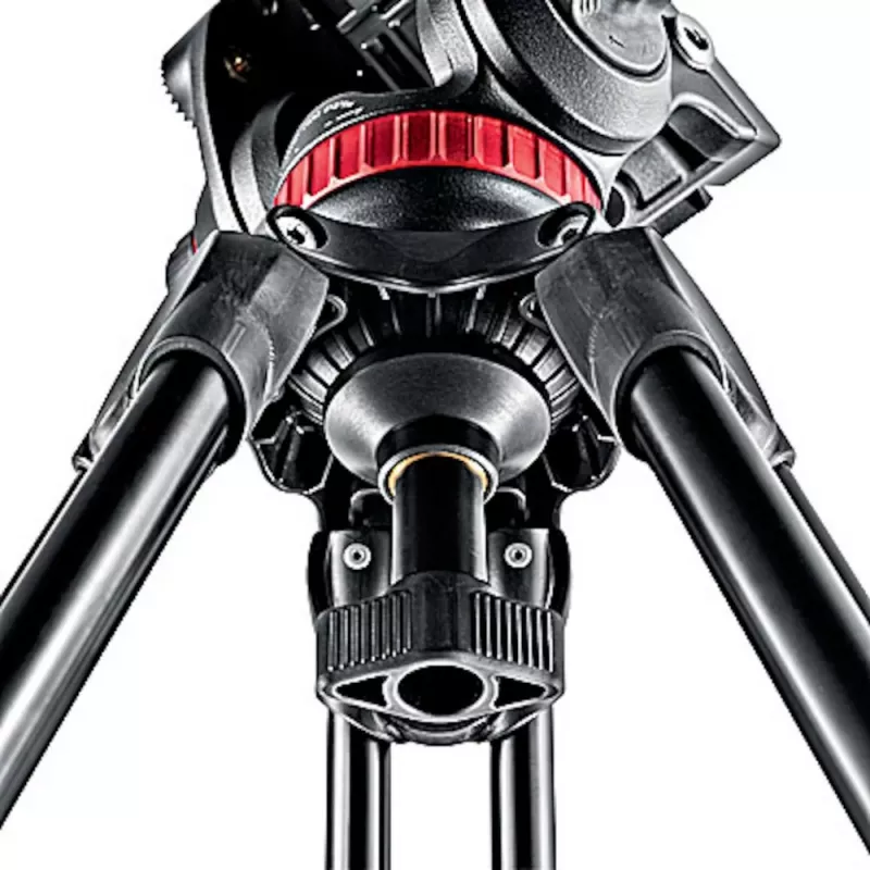 Manfrotto MVT502AM Aluminium-Videostativ mit Flüssigkeitsbasis, 3 Beinsektionen, 4 kg Tragfähigkeit, 169 cm maximale Höhe, Schwarz