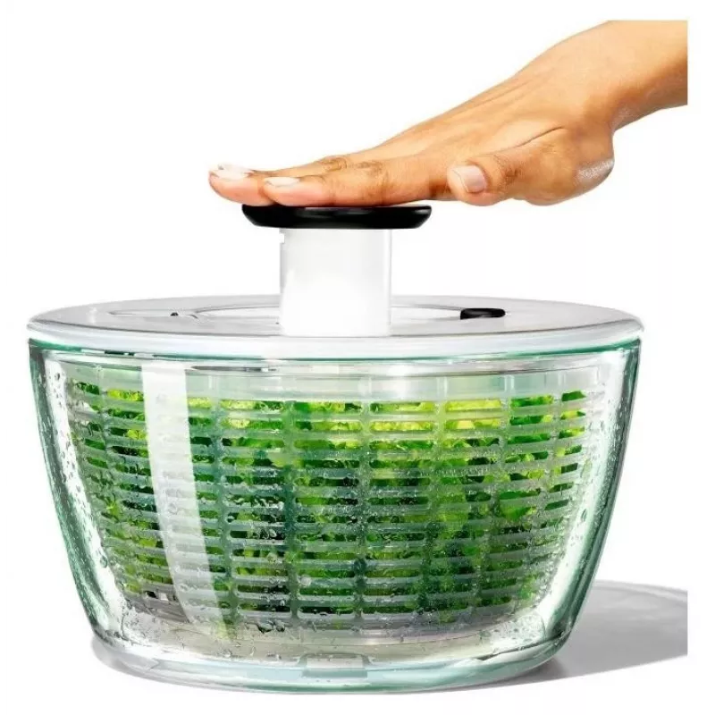 OXO Good Grips 11262700 2-in-1 Glass Salad Spinner, Transparent