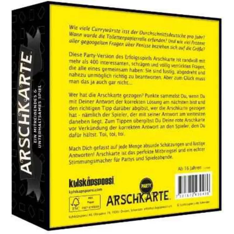 PEGASUS Arschkarte - Wer zieht den Kürzeren? Party-Edition Kartenspiel