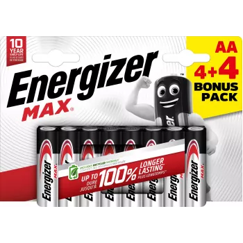 Energizer Max AA Alkaline-Batterien, 1,5 V, 8er-Pack (4+4)