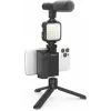 DigiPower DPS-VLG4 Vlogging-Griff-Set mit LED-Licht und Mikrofon