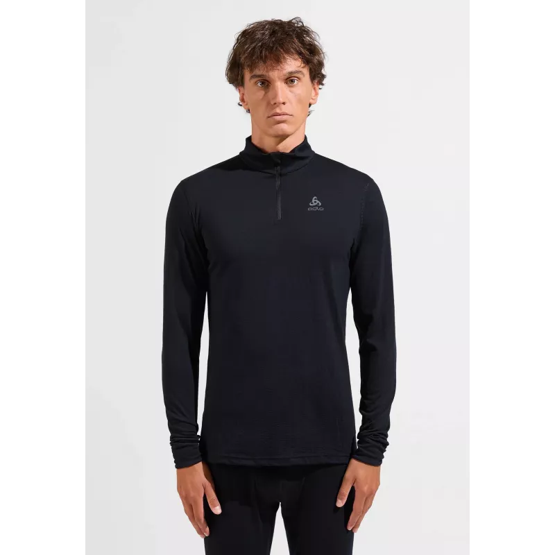 ODLO Merino 200 BL Top Turtle Neck LS Half Zip Herren Thermounterwäsche - Schwarz - XXL