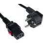 ROLINE Verriegelbares Netzkabel CEE 7/7 auf C13, gerade, 3 m, Schwarz