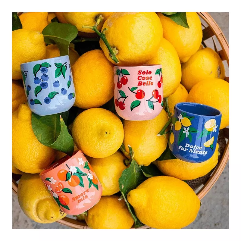 Bialetti Fruit Vibes Keramik Kaffeetassen-Set, 300 ml, Mehrfarbig, Spülmaschinen- und mikrowellengeeignet